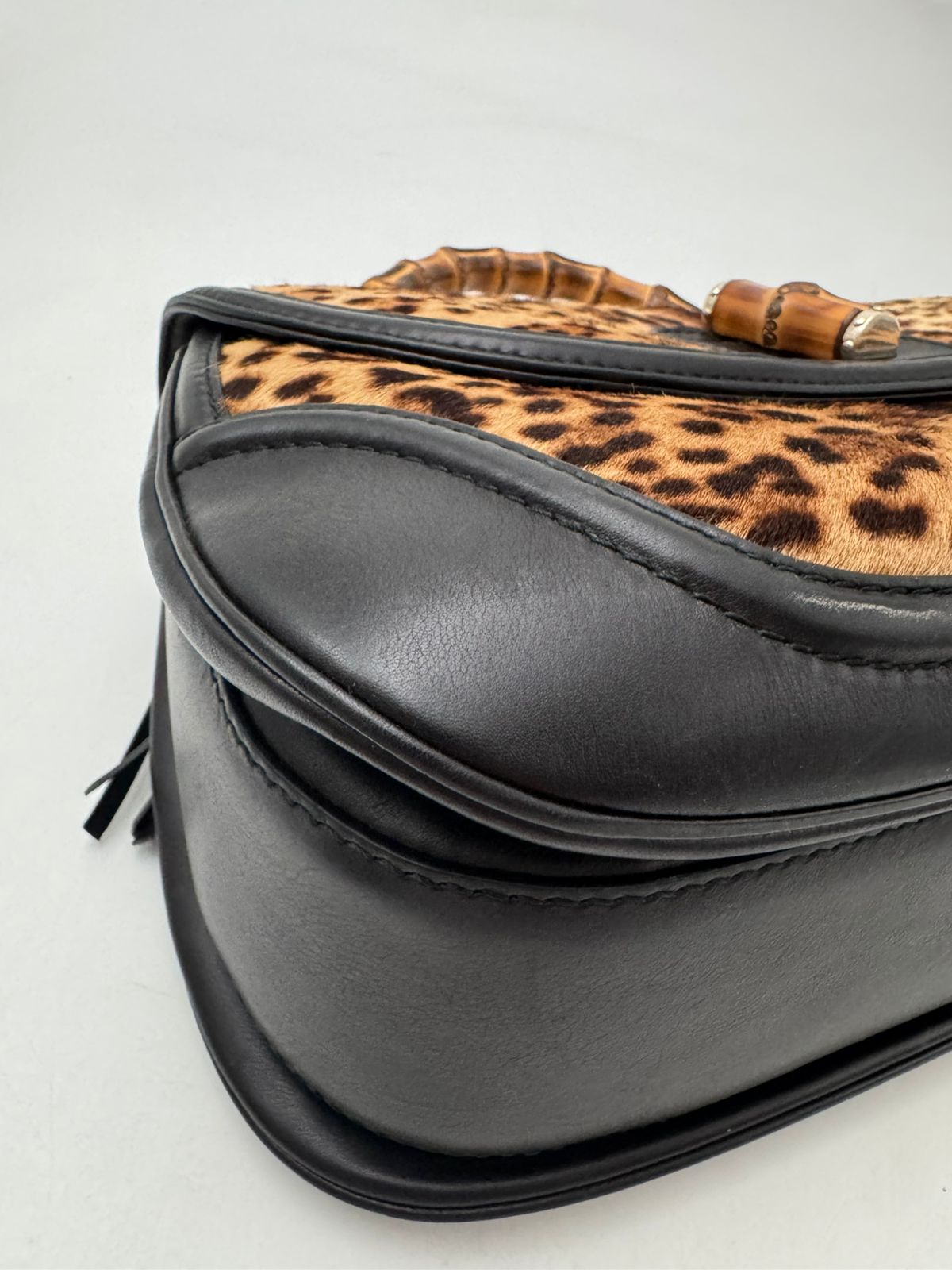 Gucci Bamboo Handle Leopard Print Calf Hair Bag – Medium Size