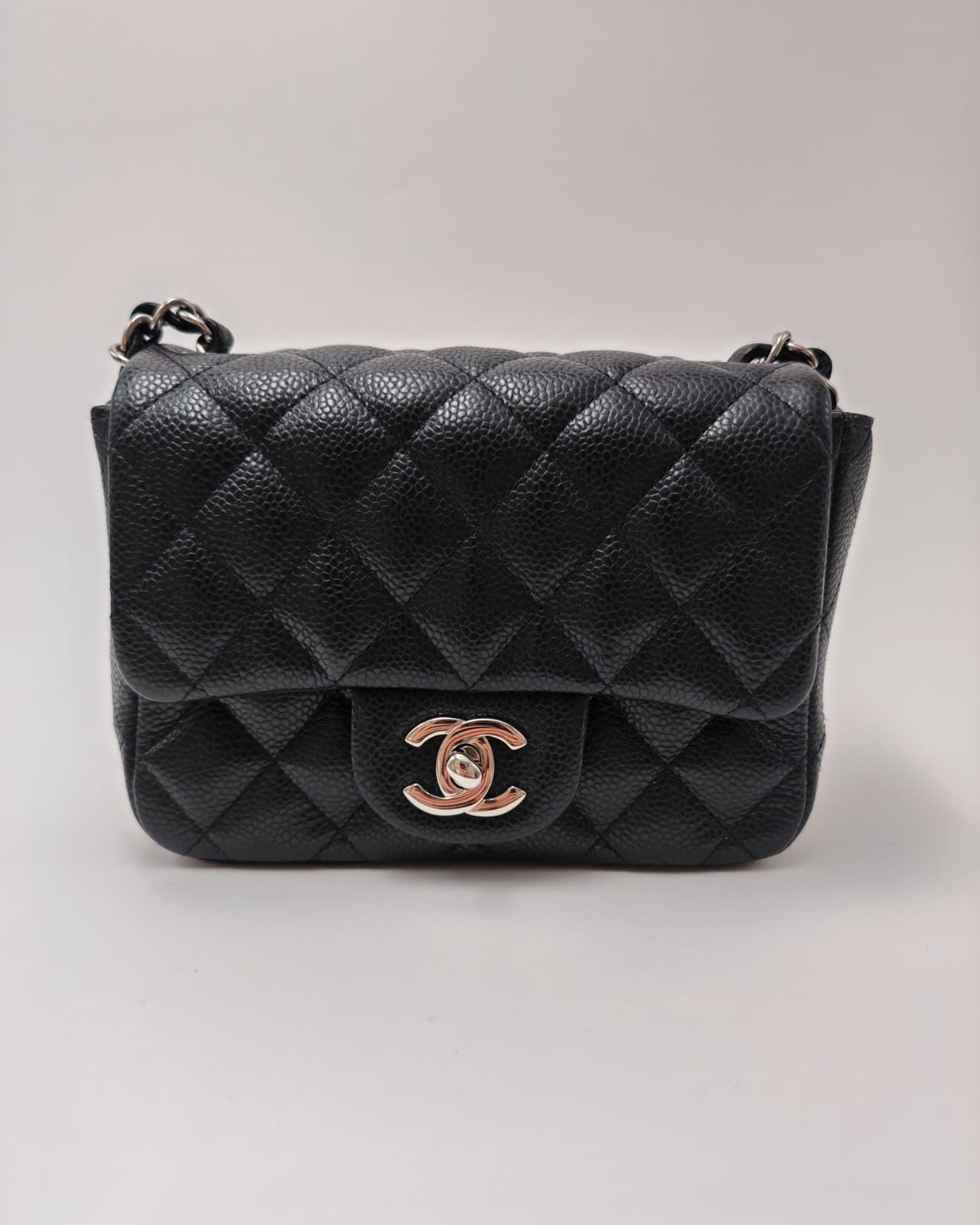 CHANEL Classic Mini Rectangular Flap Bag – Black Caviar with Silver Hardware