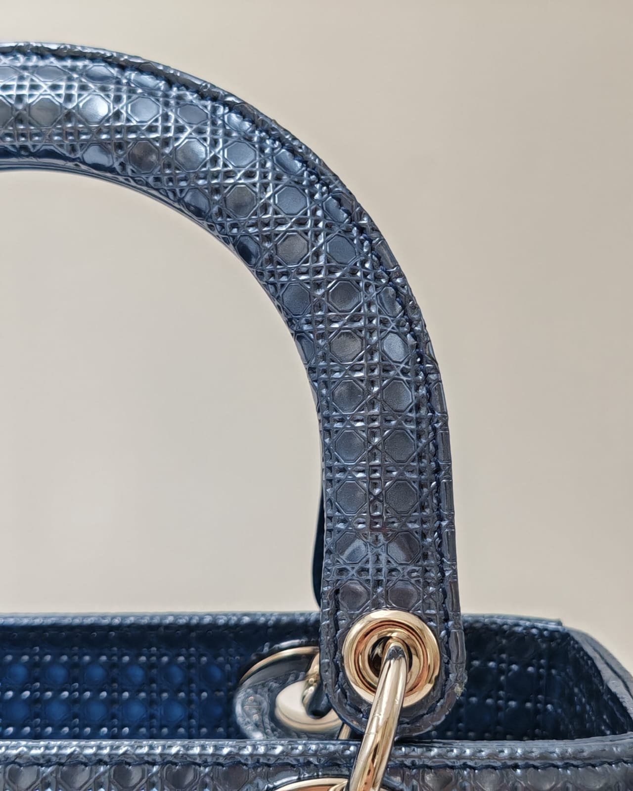 Christian Dior Lady Dior Medium Tote with Matching Wallet – Metallic Blue Micro Cannage Lambskin