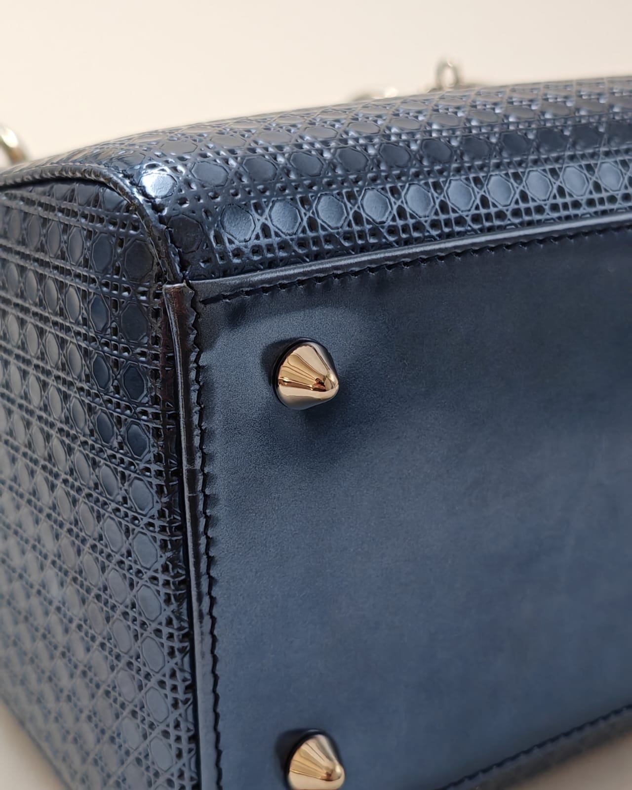 Christian Dior Lady Dior Medium Tote with Matching Wallet – Metallic Blue Micro Cannage Lambskin