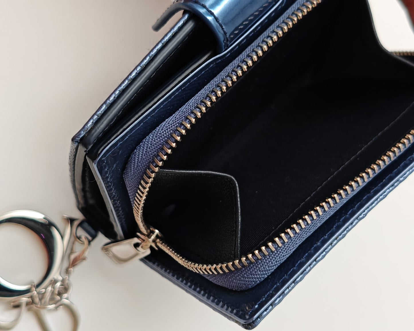Christian Dior Lady Dior Medium Tote with Matching Wallet – Metallic Blue Micro Cannage Lambskin