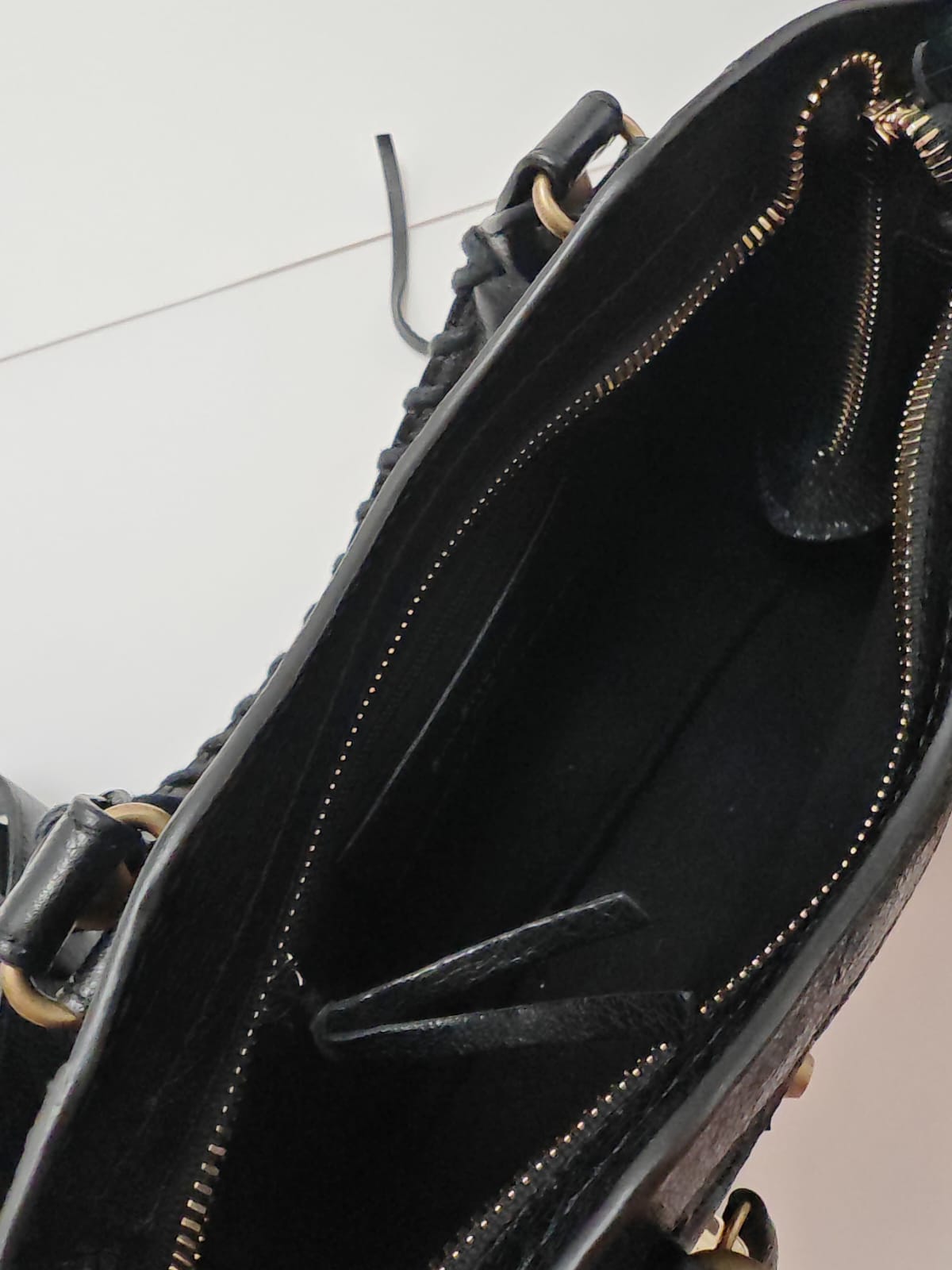 Balenciaga Classic City Mini Tote in Black Laser-Cut Leather with Gold Hardware