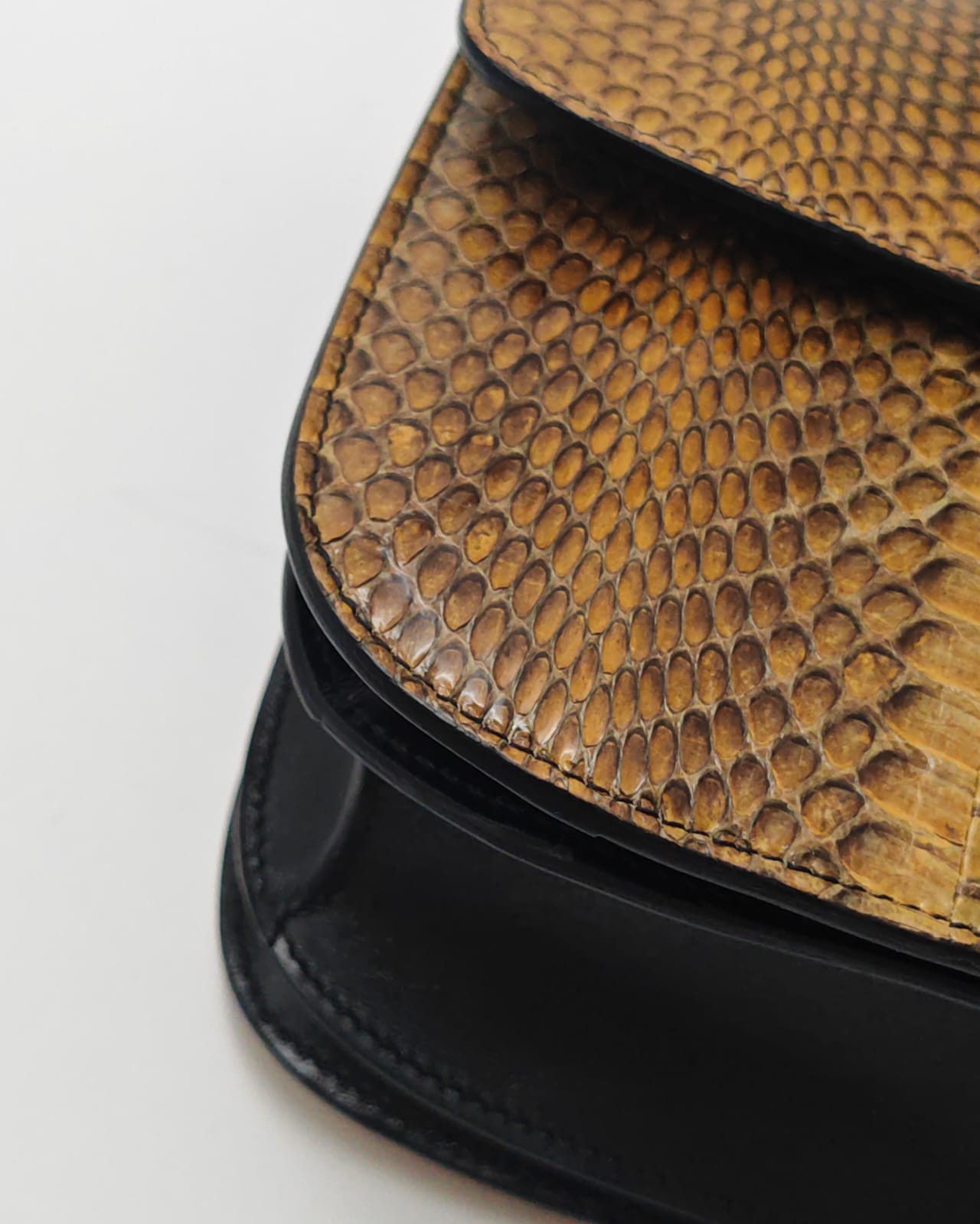 Céline Box Bag in Yellow Python Embossed Leather with Gold Hardware