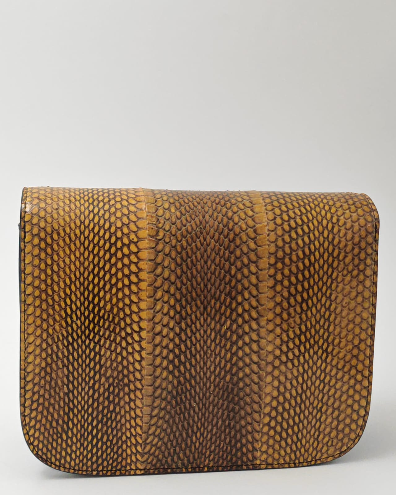 Céline Box Bag in Yellow Python Embossed Leather with Gold Hardware