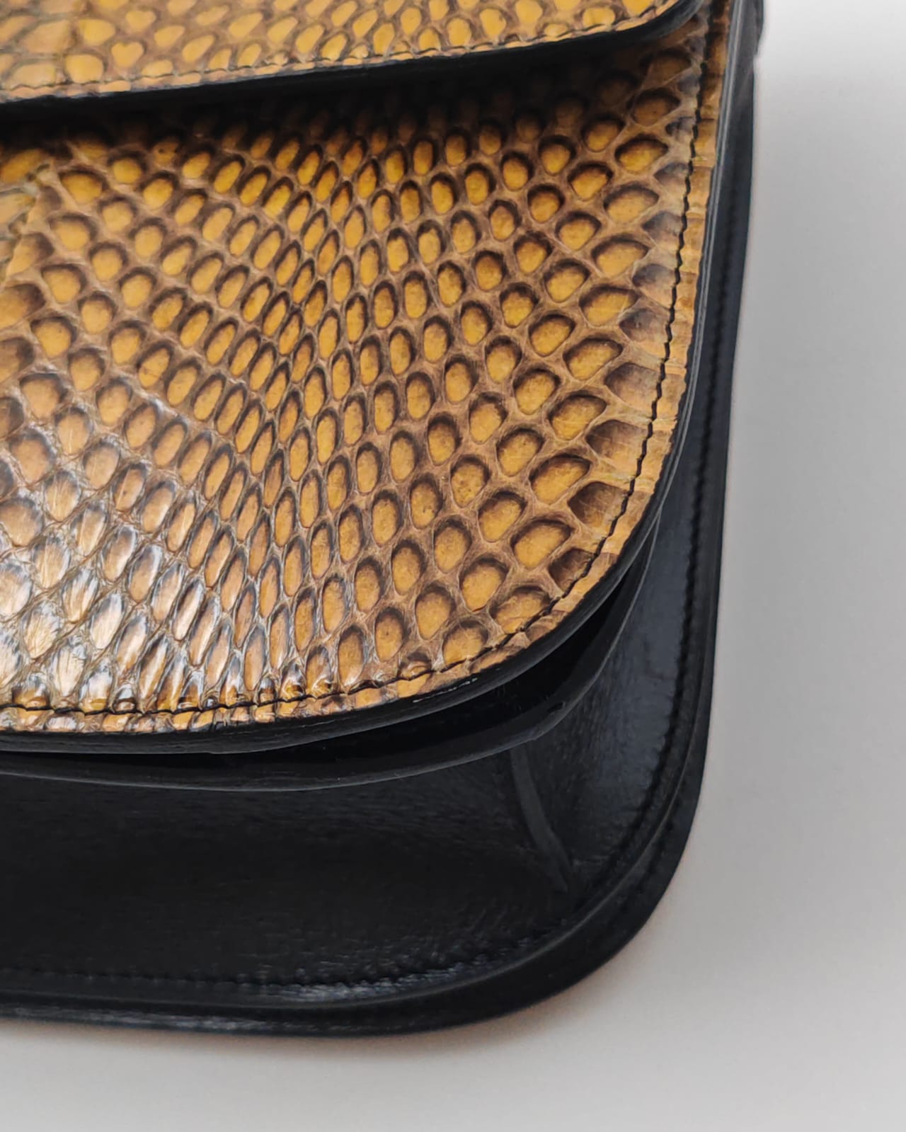 Céline Box Bag in Yellow Python Embossed Leather with Gold Hardware