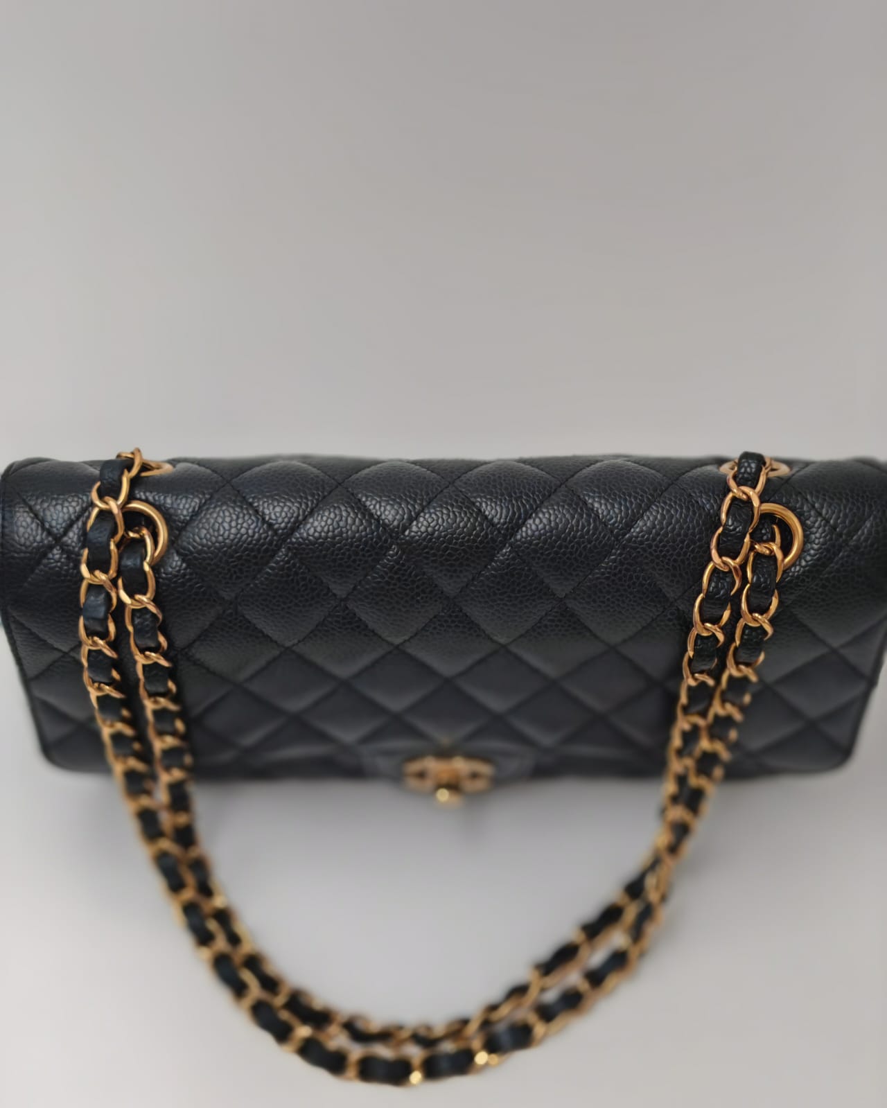 Chanel Classic Medium Double Flap Bag in Black Caviar Leather with Gold-Tone Hardware