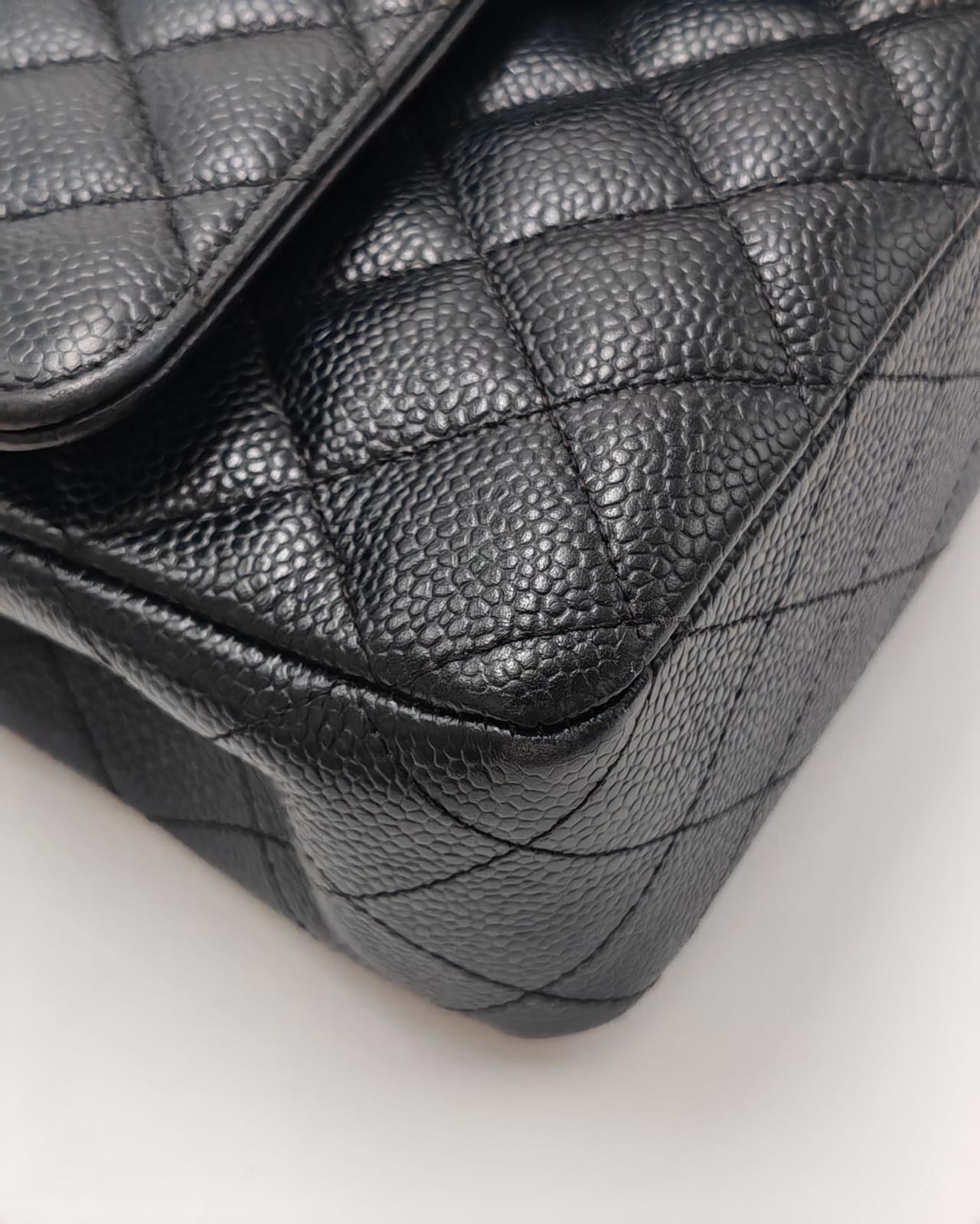 Chanel Classic Medium Double Flap Bag in Black Caviar Leather with Gold-Tone Hardware