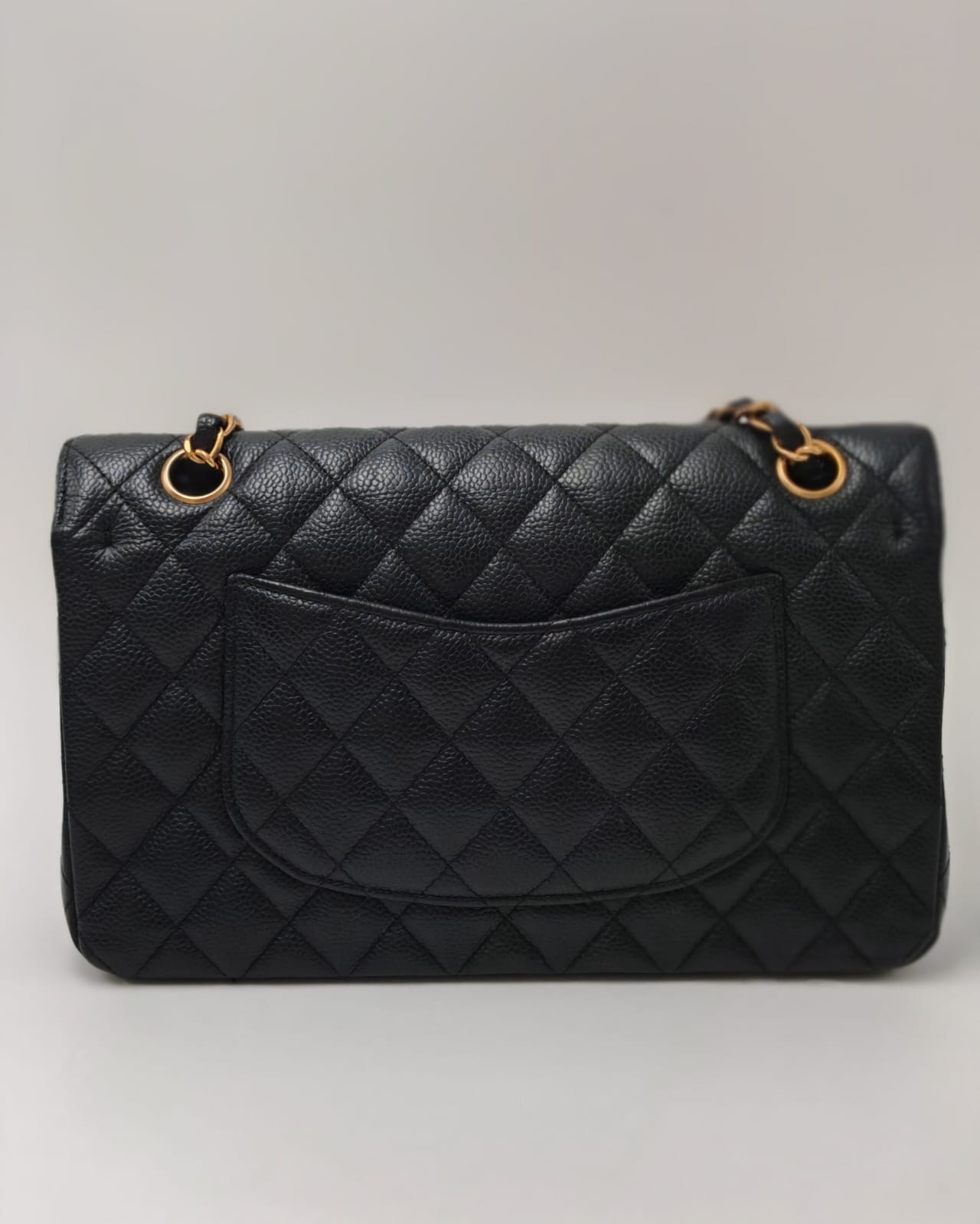 Chanel Classic Medium Double Flap Bag in Black Caviar Leather with Gold-Tone Hardware