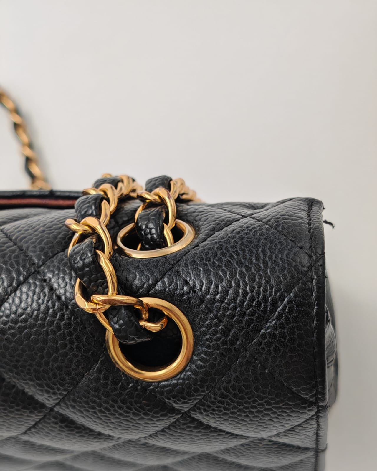 Chanel Classic Medium Double Flap Bag in Black Caviar Leather with Gold-Tone Hardware