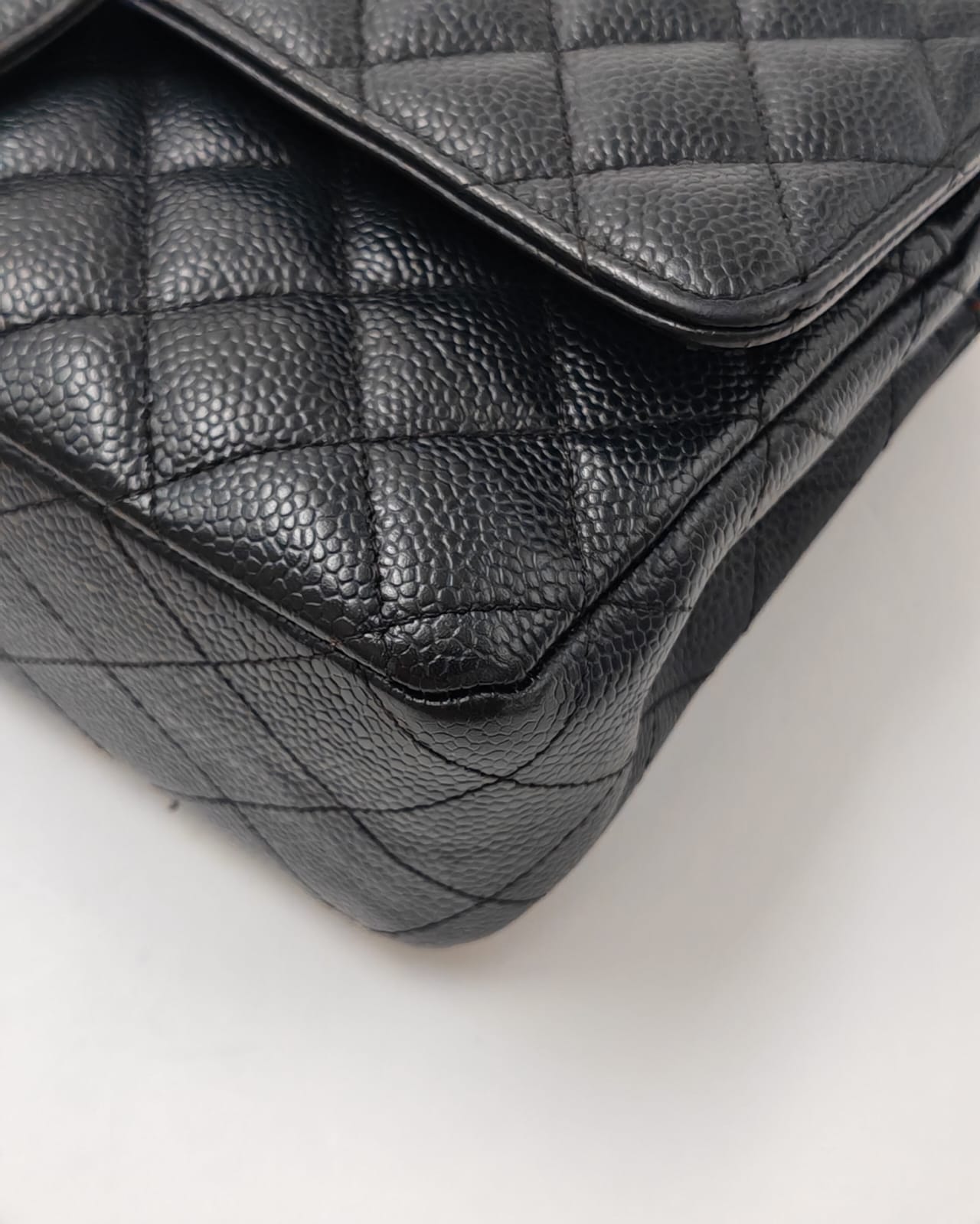 Chanel Classic Medium Double Flap Bag in Black Caviar Leather with Gold-Tone Hardware