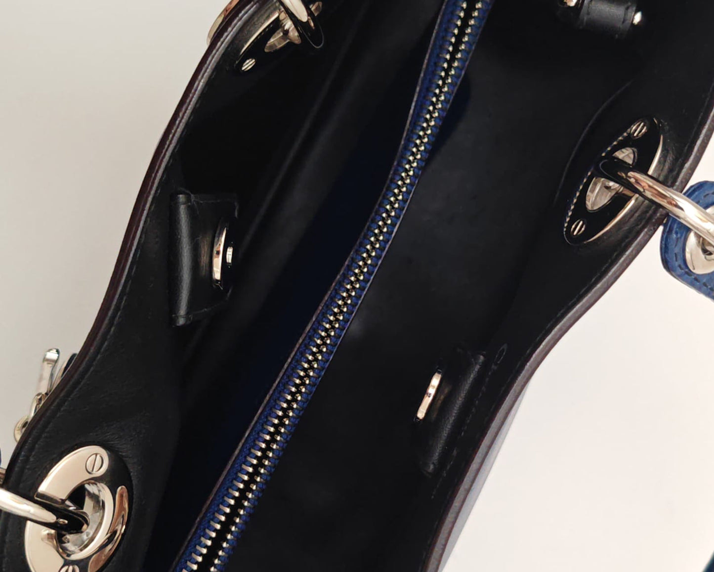 CHRISTIAN DIOR Calfskin Medium Diorissimo Bag with Python Handles and Strap