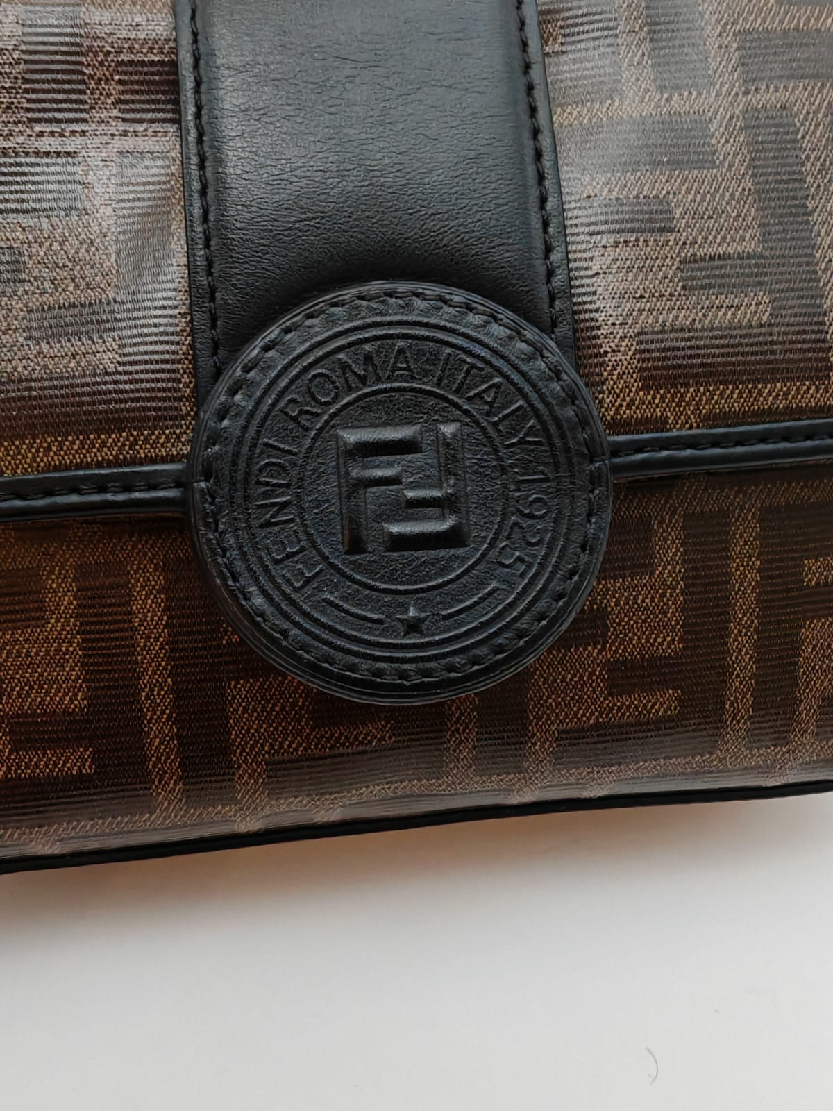 Fendi Kan U Small FF Canvas Shoulder Bag with Chain Strap