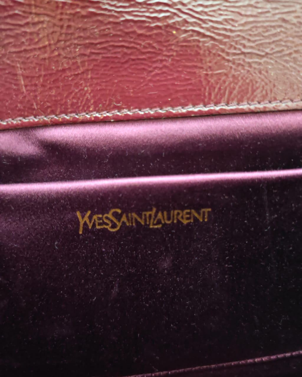 Yves Saint Laurent Classic Y Ligne Clutch – Burgundy Patent Leather