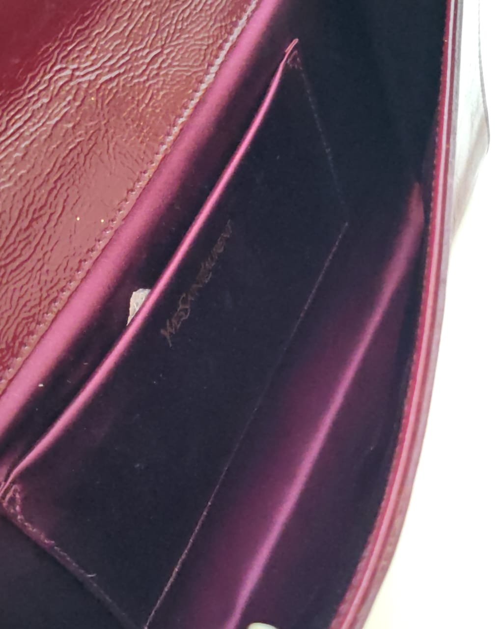 Yves Saint Laurent Classic Y Ligne Clutch – Burgundy Patent Leather