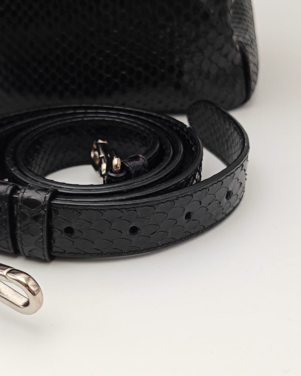 Christian Dior Black Python Top-Handle Bag