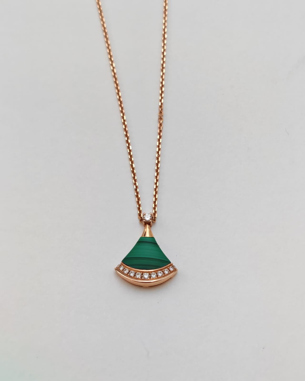 Bvlgari Divas’ Dream Necklace in 18K Rose Gold with Malachite and Diamonds