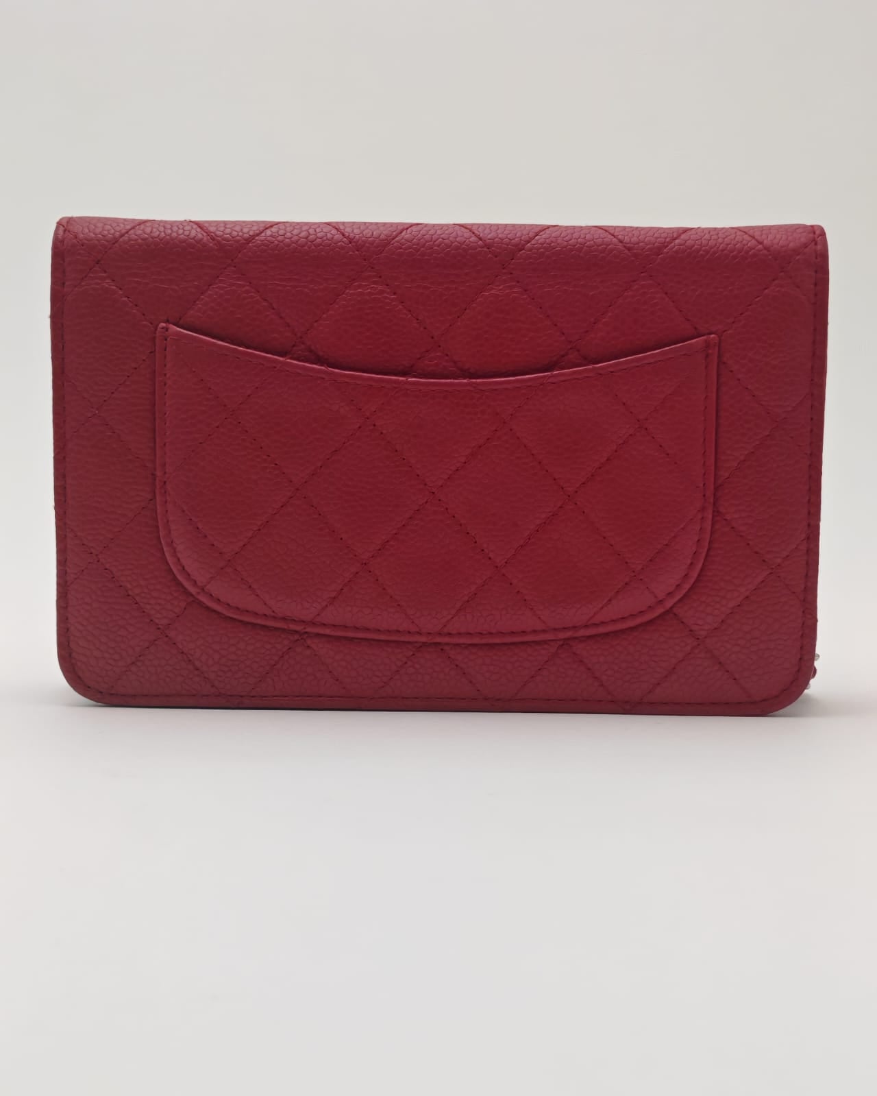 Chanel Wallet on Chain – Red Caviar Leather with Silver Hardware