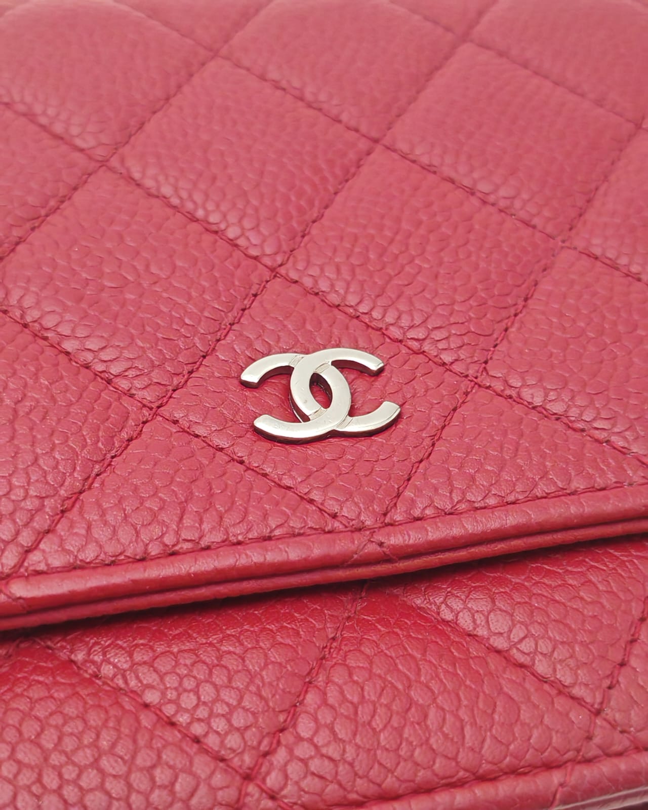 Chanel Wallet on Chain – Red Caviar Leather with Silver Hardware
