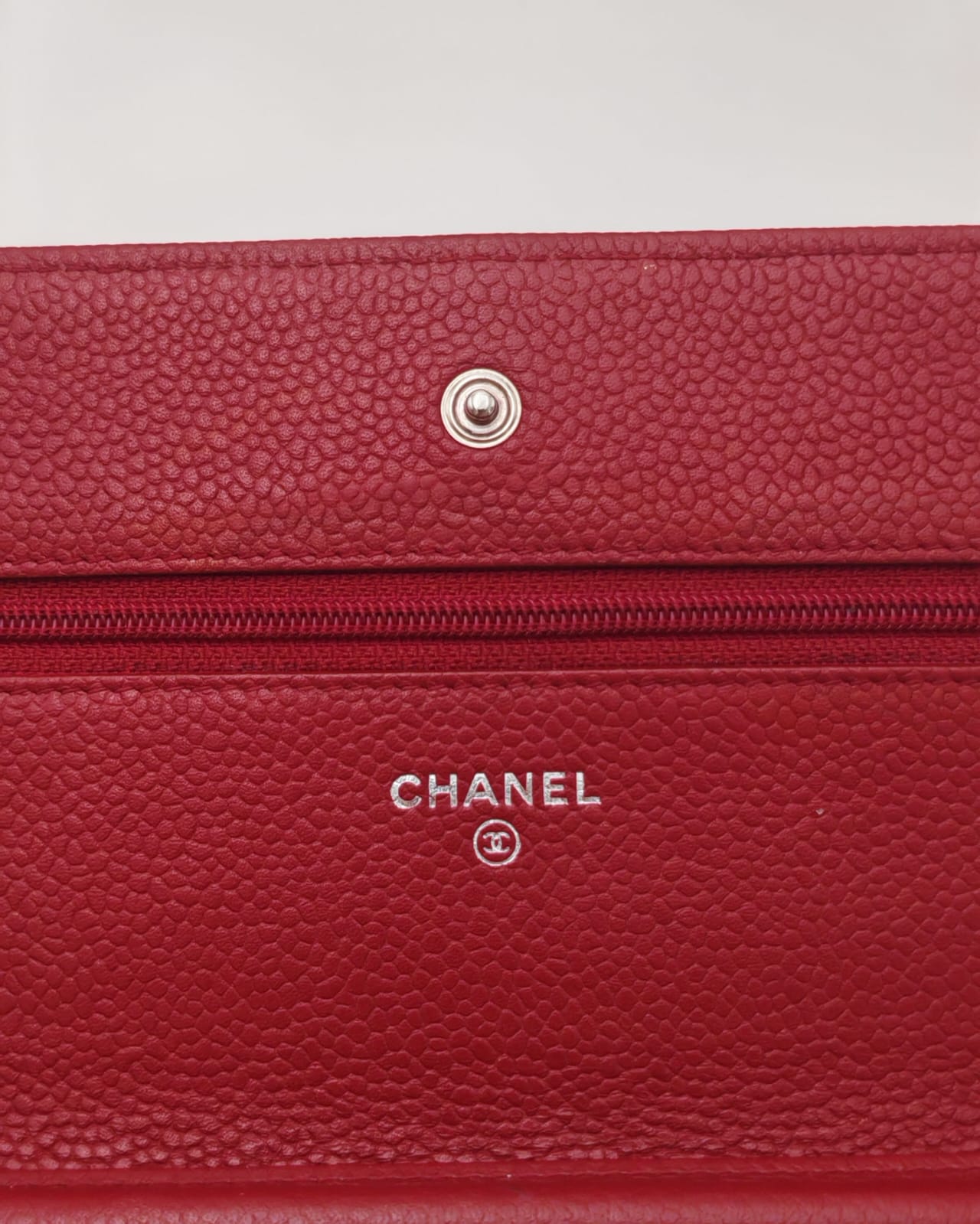 Chanel Wallet on Chain – Red Caviar Leather with Silver Hardware