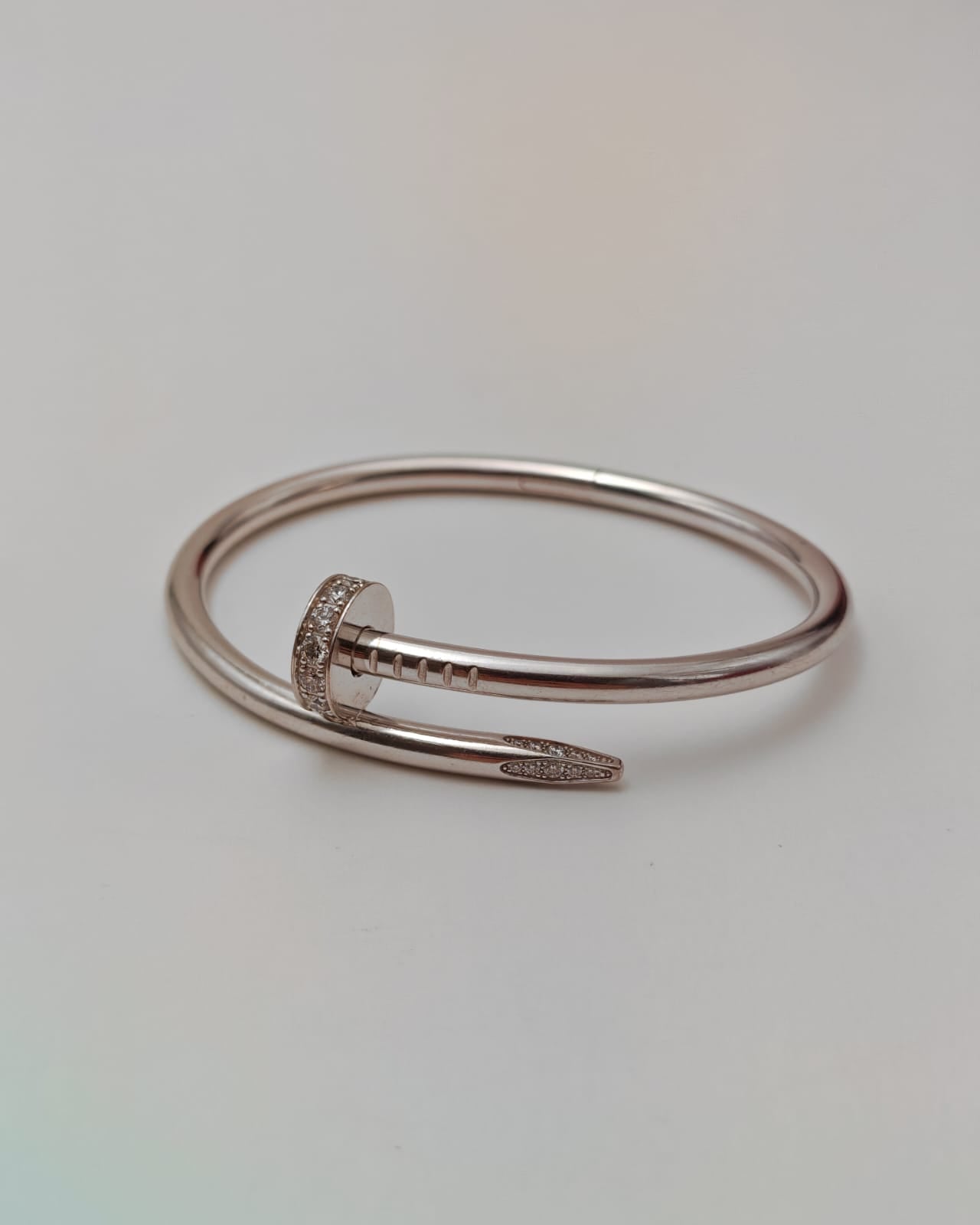 Cartier Juste Un Clou Bracelet classic Model in 18K White Gold with Diamonds – Size 15