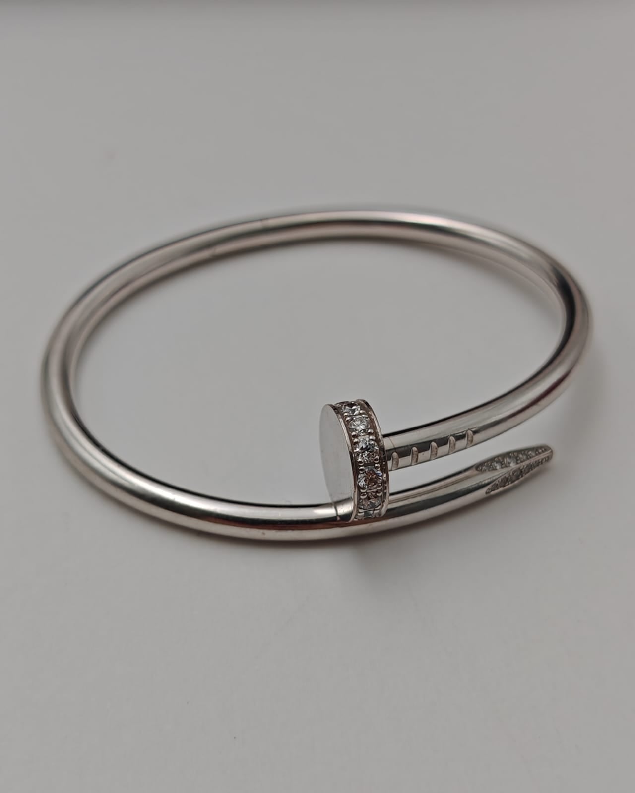 Cartier Juste Un Clou Bracelet classic Model in 18K White Gold with Diamonds – Size 15