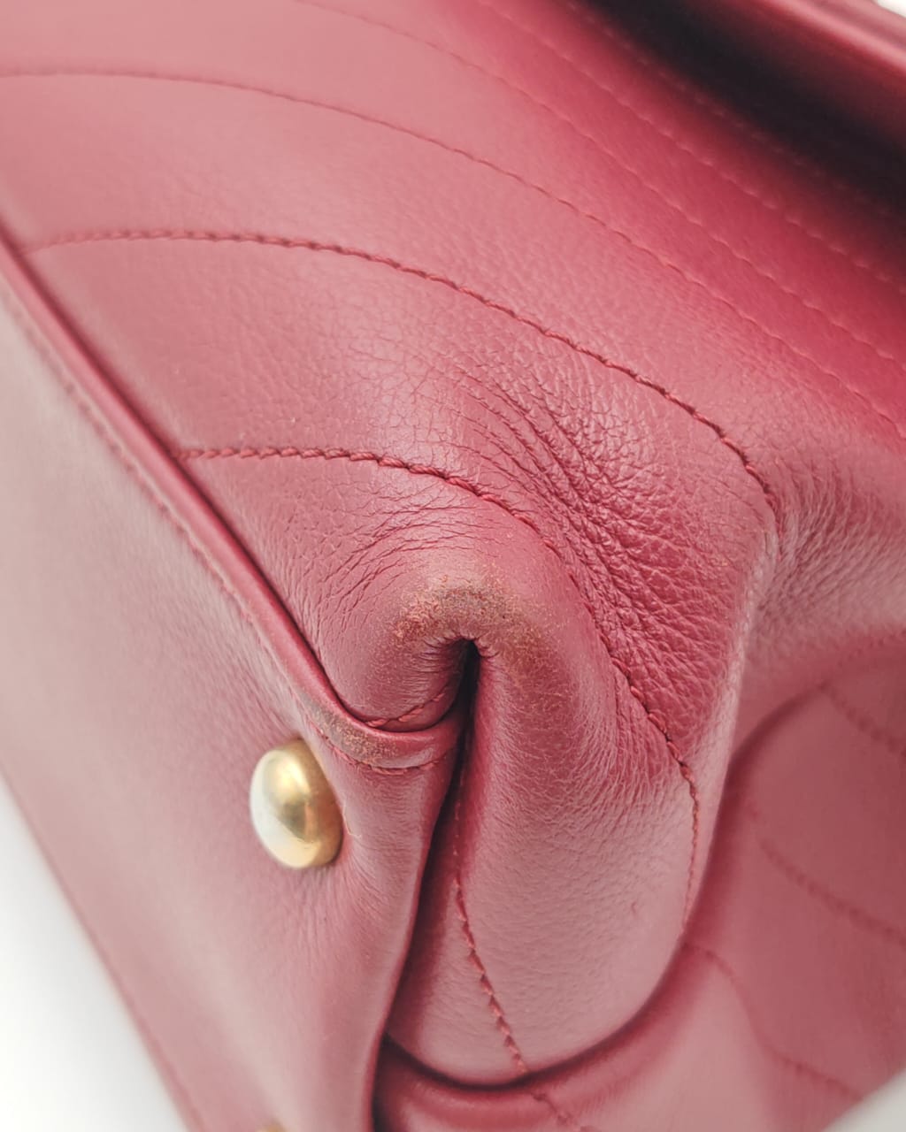 Chanel Top Handle Bag – Burgundy Chevron with Python Handle