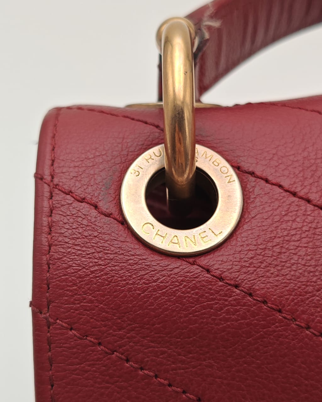 Chanel Top Handle Bag – Burgundy Chevron with Python Handle