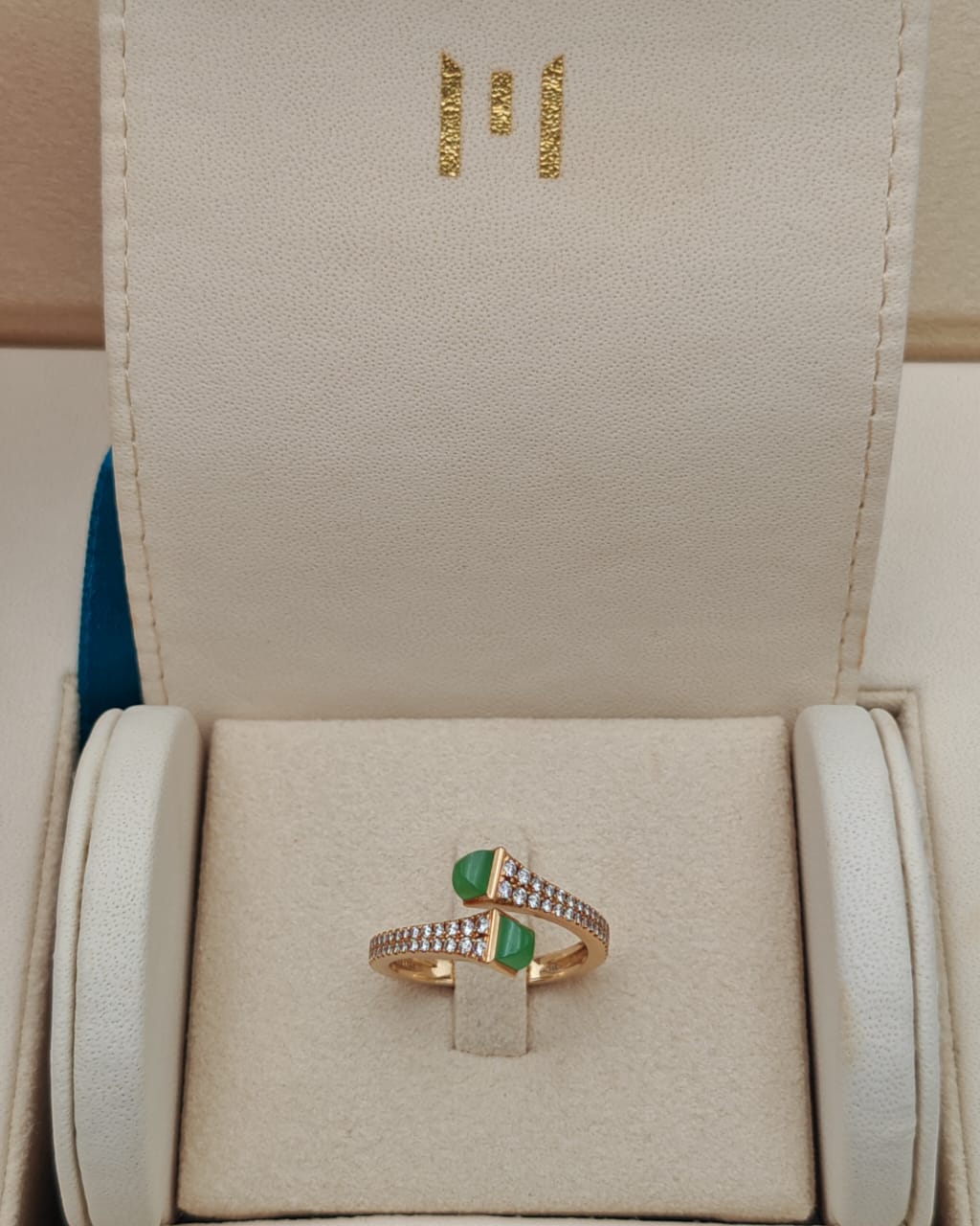 MARLI Cleo Ring – Malachite & Diamonds ( Size 6 )