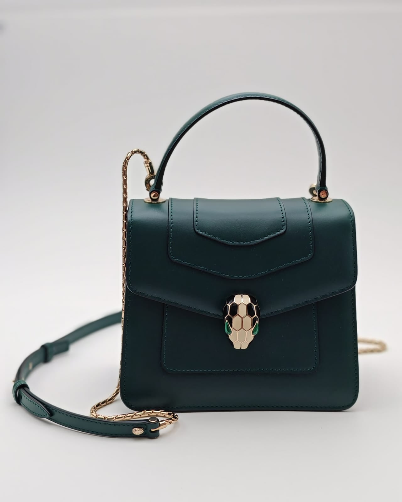 BVLGARI Serpenti Forever Small Top Handle Bag – Green Calf Leather