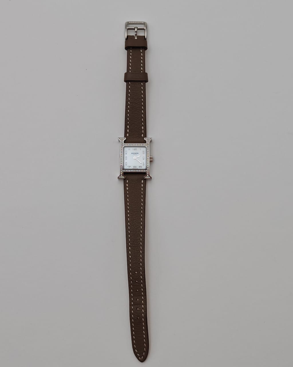 Hermès Heure H Watch – XS, Steel with Diamonds & Swift Calf Leather Strap