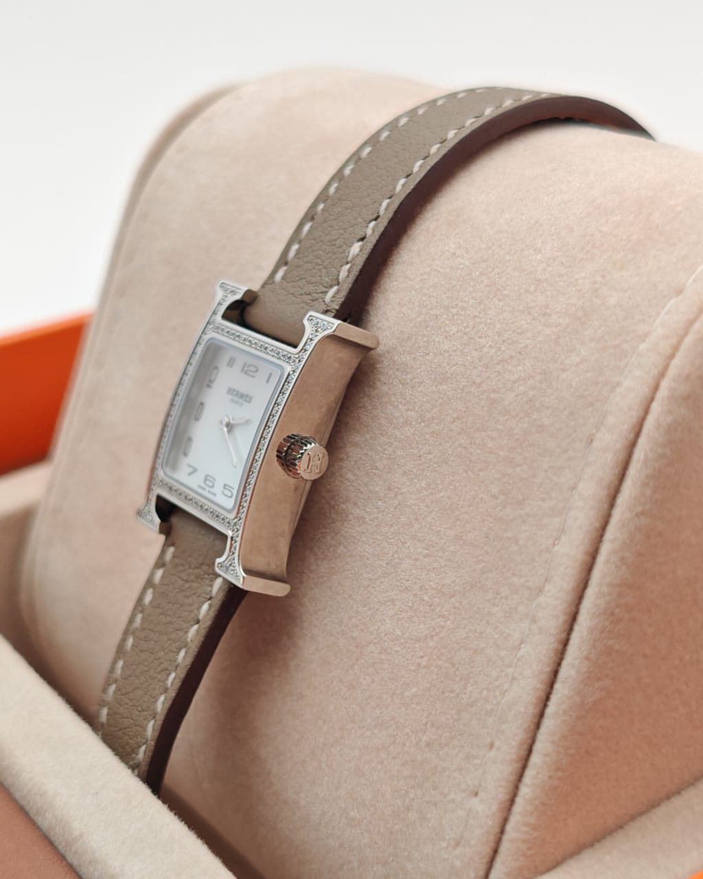 Hermès Heure H Watch – XS, Steel with Diamonds & Swift Calf Leather Strap