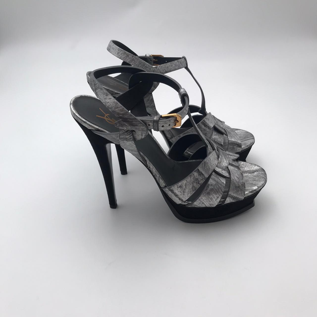 YSL Tribute Woven Leather Platforms Sandals