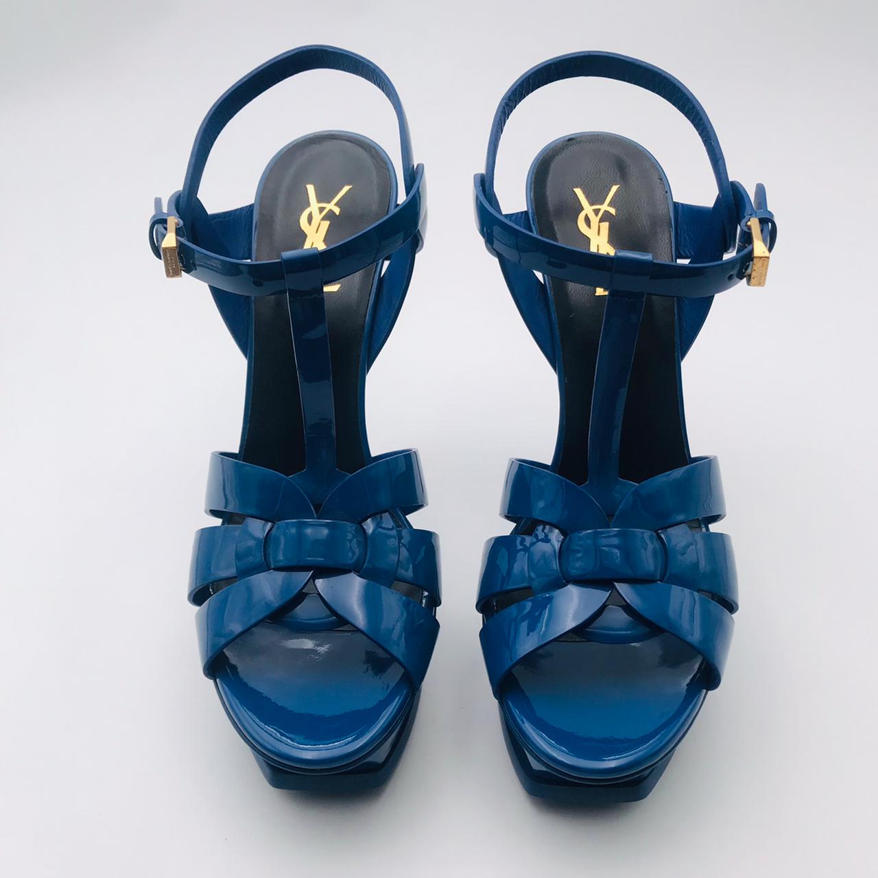 YSL Tribute Woven Leather Platforms Sandals