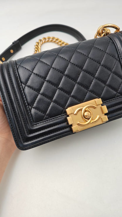 Chanel Boy Bag Quilted Calfskin Leather with Gold-Tone Hardware – Black (Used)