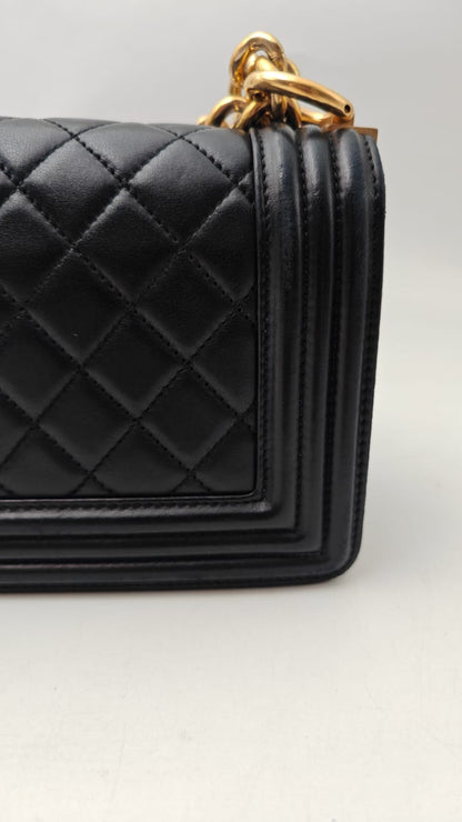 Chanel Boy Bag Quilted Calfskin Leather with Gold-Tone Hardware – Black (Used)