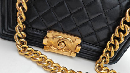 Chanel Boy Bag Quilted Calfskin Leather with Gold-Tone Hardware – Black (Used)