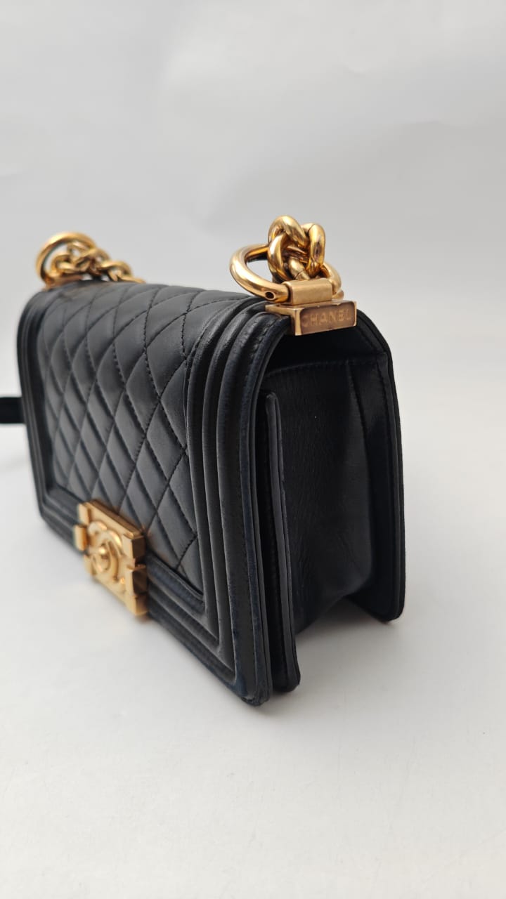 Chanel Boy Bag Quilted Calfskin Leather with Gold-Tone Hardware – Black (Used)