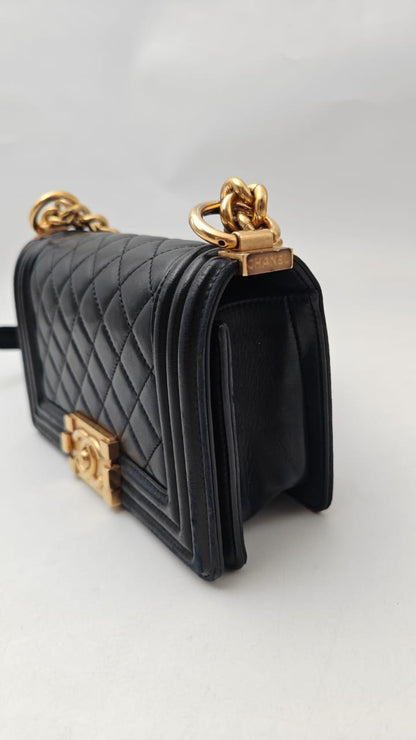 Chanel Boy Bag Quilted Calfskin Leather with Gold-Tone Hardware – Black (Used)