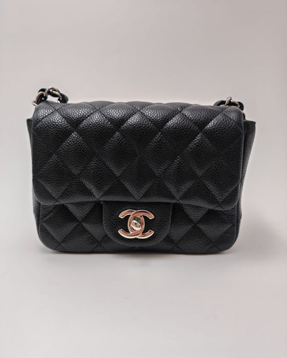 CHANEL Classic Mini Rectangular Flap Bag – Black Caviar with Silver Hardware