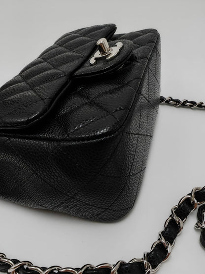 CHANEL Classic Mini Rectangular Flap Bag – Black Caviar with Silver Hardware