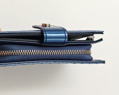 Christian Dior Lady Dior Medium Tote with Matching Wallet – Metallic Blue Micro Cannage Lambskin