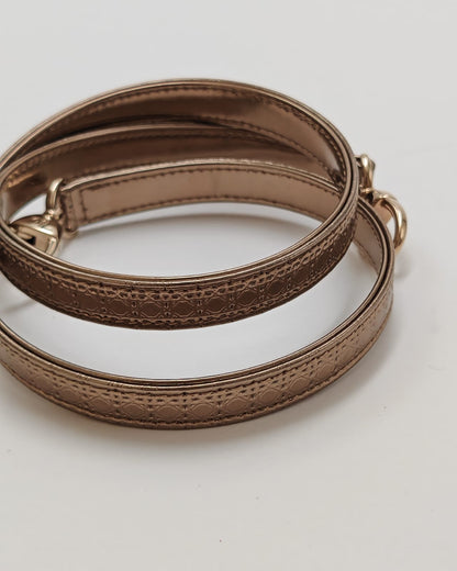 Christian Dior Lady Dior Medium Tote in Metallic Rose Gold Microcannage Patent Leather