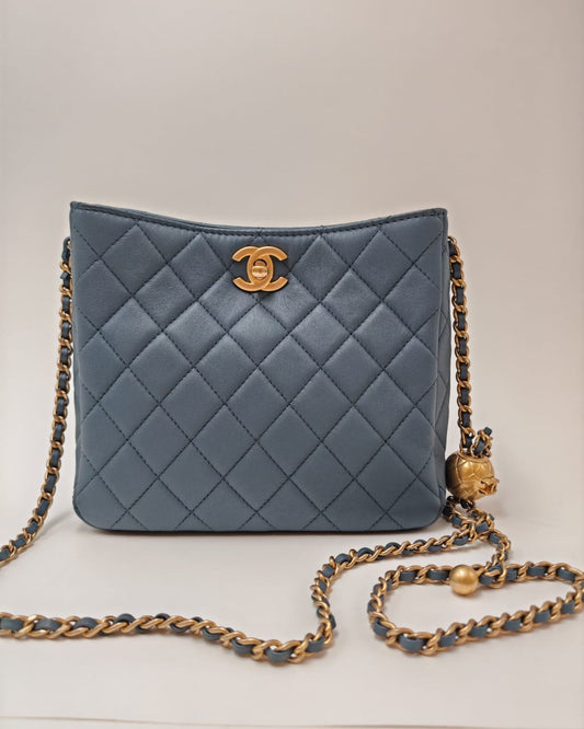 CHANEL Seasonal Small Flap Bag in Blue Lambskin with Gold Hardware
