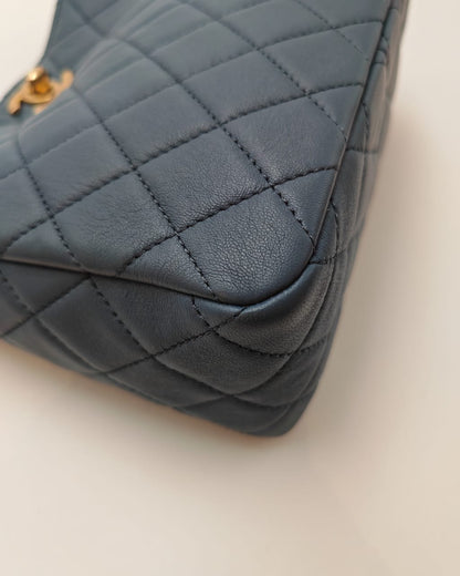 CHANEL Seasonal Small Flap Bag in Blue Lambskin with Gold Hardware