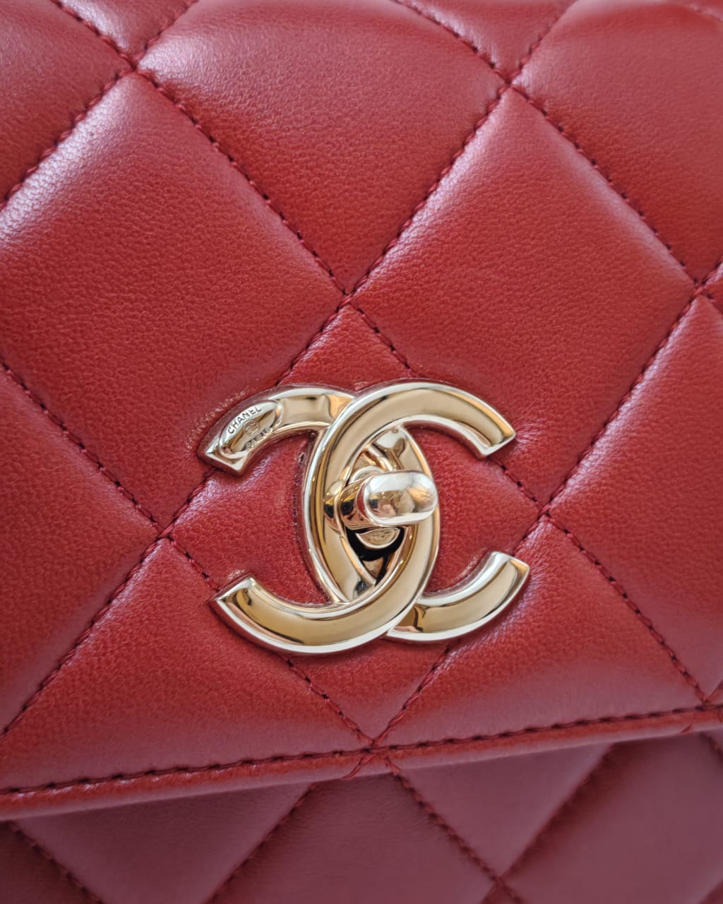 Chanel Small Top Handle Flap Bag – Red Lambskin & Gold Hardware