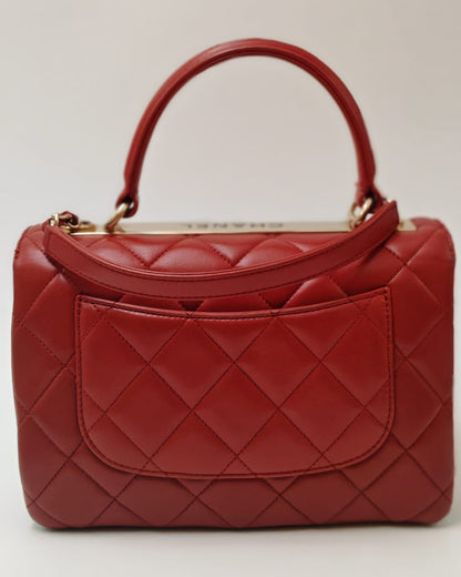 Chanel Small Top Handle Flap Bag – Red Lambskin & Gold Hardware
