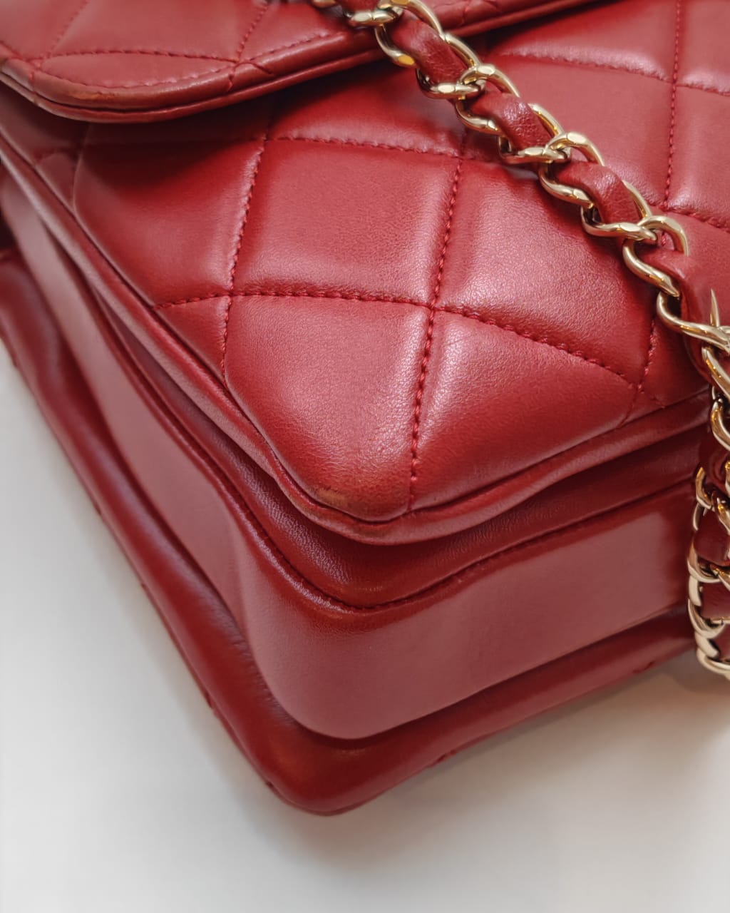 Chanel Small Top Handle Flap Bag – Red Lambskin & Gold Hardware