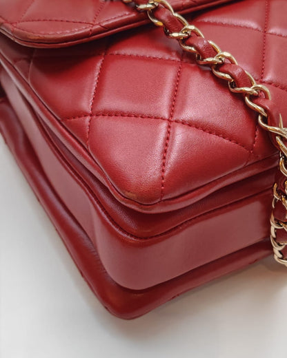 Chanel Small Top Handle Flap Bag – Red Lambskin & Gold Hardware