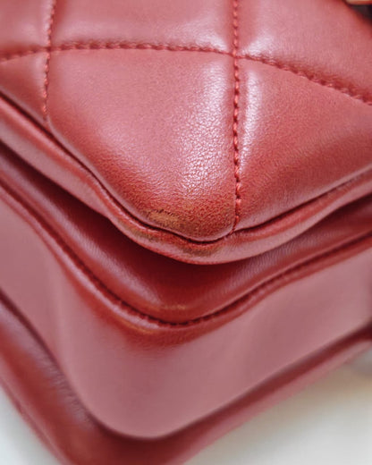 Chanel Small Top Handle Flap Bag – Red Lambskin & Gold Hardware