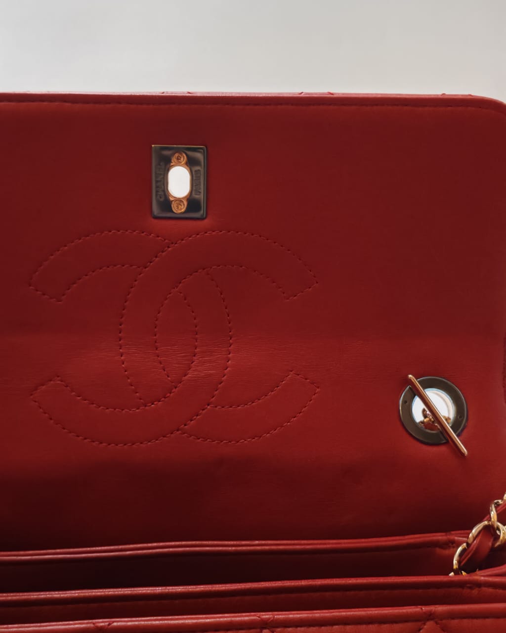 Chanel Small Top Handle Flap Bag – Red Lambskin & Gold Hardware